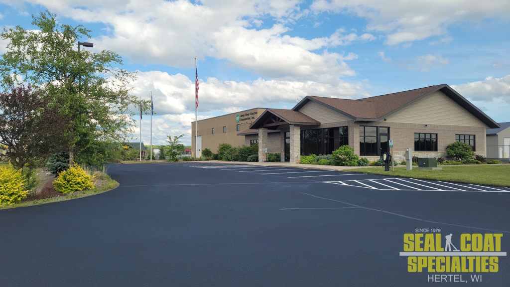 Asphalt we sealed for Jump River Electric in Hayward Wisconsin.
